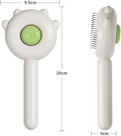 Indoor Universal Brush for Cats and Dogs, Self-Cleaning Pet Hair Brush with Release Button for Grooming Kittens and Puppies (green)