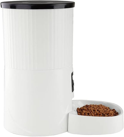 Elevon 4L Automatic Cat Feeder – Programmable Dog & Pet Food Dispenser with 10s Voice Recorder, Portion Control, Desiccant Bag, Large Capacity for Small Large Pets, White