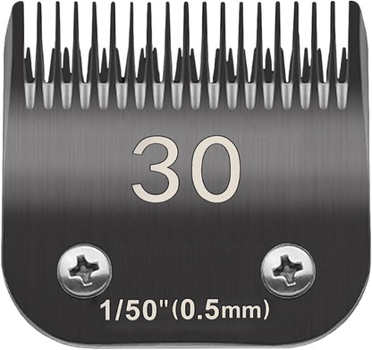 Docal 30# Pet Dog Grooming Detachable Blades, Compatible with Andis Size-30# Cut Length 1/50"(0.5mm), Most A5,KM Series Clippers,Made of Ceramic Blade (Black)