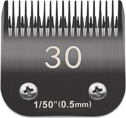 Docal 30# Pet Dog Grooming Detachable Blades, Compatible with Andis Size-30# Cut Length 1/50"(0.5mm), Most A5,KM Series Clippers,Made of Ceramic Blade (Black)