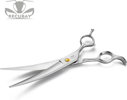 Gold Mantis Grooming Shears, Set with Matte Deluxe 440C Stainless Steel, Professional Grooming Scissors Kit, Any Skill Level(8.0" 4 Piece Set)