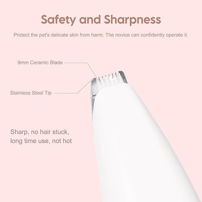 Dog Clippers for Grooming, Dog Paw Trimmer, Pet Paw Trimmer, Mini Trimmer for Dogs, Rechargeable, Low Noise for Trimming Dog Cat Hair Around Paws, Eyes, Ears, Face, Rump (White)