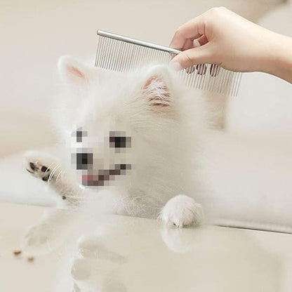 2pcs Stainless Steel Pet Grooming Comb Dog Cat Combs Puppy Medium Animals Hair Trimmer Brush Accessory Tool for Pet Long and Short Hair Removing Tangles and Knots