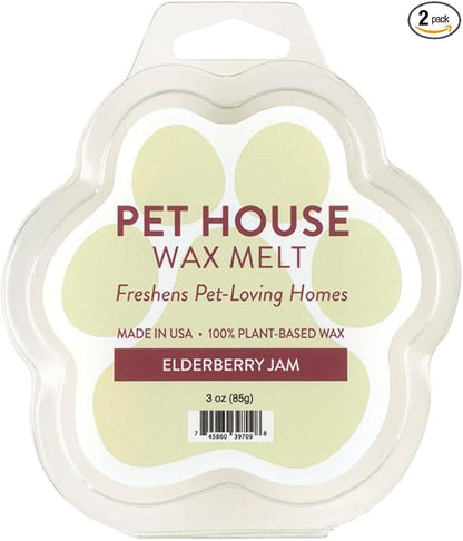 One Fur All Pet House Wax Melts - Elderberry Jam Pack of 2 - Odor Eliminating, Long-Lasting Scented, Pet-Friendly, Natural
