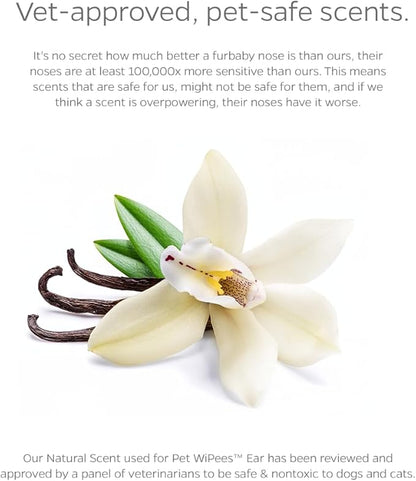 Ear Pet WiPees™ – Ear Wipes for Dogs & Cats, Dog Ear Wipes for Infection & Itchy Ears, Gentle Cat & Dog Ear Cleaner for Daily Hygiene (Natural, 100ct)