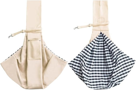 FEimaX Dog Sling Carrier, Pet Papoose Slings Bag for Small Dogs Cats, Puppy Hands Free Satchel Tote Pouch Carriers Doggie Crossbody Shoulder Carry Bags for Outdoor Travel (Beige)