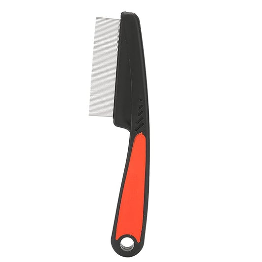Fine Tooth Comb, Stainless Steel High Strength Teeth Hair Combs No Slip Grip Handle Brush Pet Tear Remover Combs Fine Tooth Dandruff Remove Comb Grooming Tool