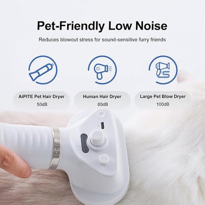 3-in-1 Pet Grooming Tool - Hair Dryer with Slicker Brush & Steam Spray, Self-Cleaning Deshedding Brush with USB Rechargeable for Dogs/Cats, Ideal for Home & Travel