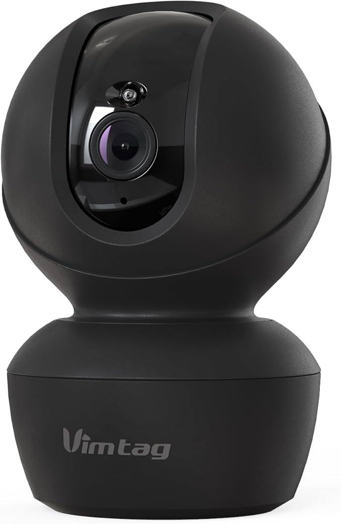 VIMTAG Indoor Pet Camera 2.5K Pan/Tilt WiFi Dog Cat Cam Puppy Doggy Cameras w/Motion Detection 2-Way Audio Night Vision Phone App Cloud & SD Card Storage, Compatible with Alexa, Black