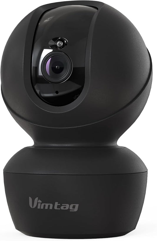 VIMTAG Indoor Pet Camera 2.5K Pan/Tilt WiFi Dog Cat Cam Puppy Doggy Cameras w/Motion Detection 2-Way Audio Night Vision Phone App Cloud & SD Card Storage, Compatible with Alexa, Black