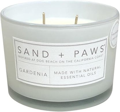 Sand + Paws Scented Candle - Gardenia - Additional Scents and Sizes –Luxurious Air Freshening Jar Candles Neutralize pet Odors and Enhance Home décor – 100% Cotton Lead-Free Wicks - 12 oz