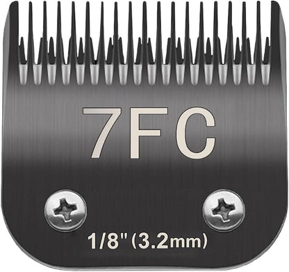 Docal 7FC Pet Dog Grooming Detachable Blades, Compatible with Andis Size-7FC Cut Length 1/8"(3.2mm), Most A5, KM Series Clippers,Made of Ceramic Blade (Black)