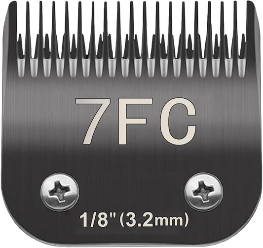 Docal 7FC Pet Dog Grooming Detachable Blades, Compatible with Andis Size-7FC Cut Length 1/8"(3.2mm), Most A5, KM Series Clippers,Made of Ceramic Blade (Black)