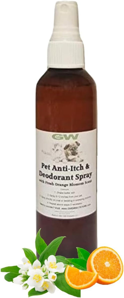 GW Natural Dog Deodorant Cologne & Anti-Itch Spray for Dogs and Cats with Jasmine Orange Blossom Scent