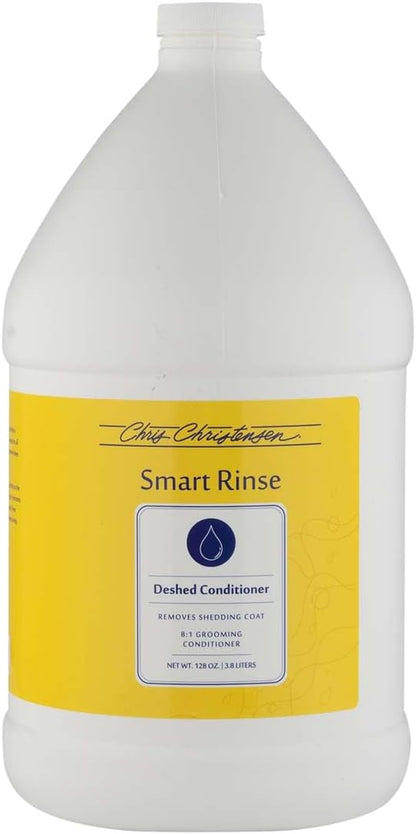 Chris Christensen SmartRinse De-Shed Ultra Concentrated Pet Conditioner, Makes up to 8 Bottles, Groom Like a Professional, Deep Moisturizing, Helps Relieve Matting, Reduce Shedding, Made in USA, 1 gal