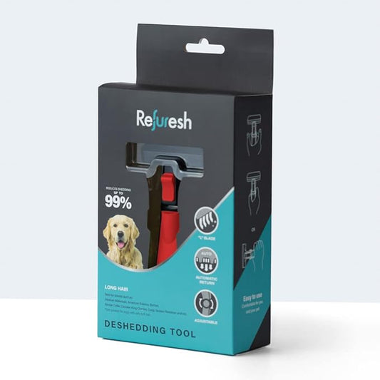 Deshedding Brush for Dogs & Cats - Medium & Red, Long Hair Grooming Tool, Dog Deshedding Brush, Cat Deshedding Brush, Lightweight Deshedding Tool for Shedding Control. Pet deshedder.
