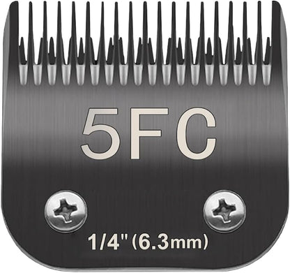 Docal 5FC Pet Dog Grooming Detachable Blades, Compatible with Andis Size-5FC Cut Length 1/4"(6.3mm), Most A5,KM Series Clippers,Made of Ceramic Blade (Black)