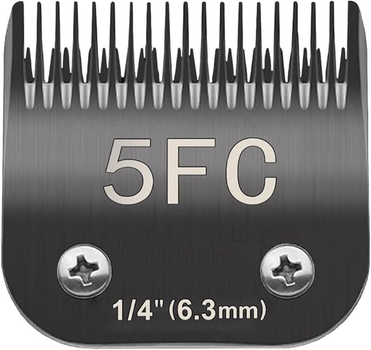 Docal 5FC Pet Dog Grooming Detachable Blades, Compatible with Andis Size-5FC Cut Length 1/4"(6.3mm), Most A5,KM Series Clippers,Made of Ceramic Blade (Black)
