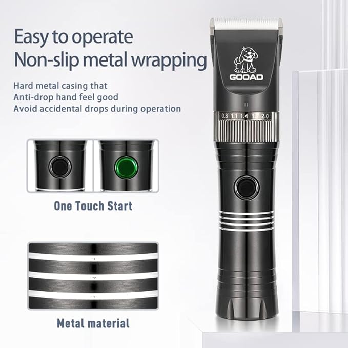 Dog Clippers for Grooming, Cordless,Low Noise, Electric Quiet,Rechargeable, Dog Trimmer Grooming Kit, Pet Hair Clippers for Thick Coats, Shaver Clippers for Small and Large Dogs Cats,Black