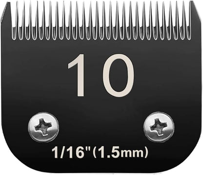 Docal 10# Pet Dog Grooming Detachable Blades, Compatible with Andis Size-10# Cut Length 1/16"(1.5mm), Most A5,KM Series Clippers,Made of Ceramic Blade (Black)