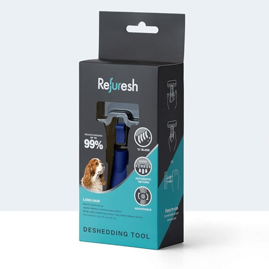 Deshedding Brush for Dogs & Cats - Small & Blue, Long Hair Grooming Tool, Dog Deshedding Brush, Cat Deshedding Brush, Lightweight Deshedding Tool for Shedding Control