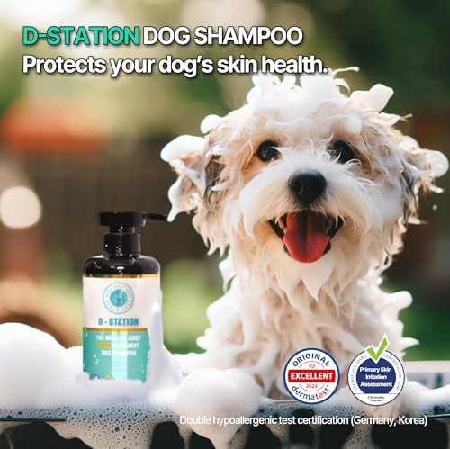 D-STATION PDRN Dog Shampoo Contains Ingredients Such as PDRN and Oatmeal, which Help Improve Skin Health, Moisturize, Relieve Itching, Prevent Odor, Provide Shine to The Coat. 16.9 oz