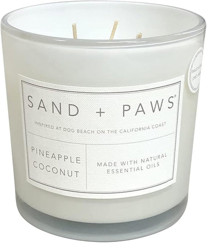 Sand + Paws Scented Candle - Pineapple Coconut - Additional Scents and Sizes –Luxurious Air Freshening Jar Candles Neutralize pet Odors and Enhance Home décor – 100% Cotton Lead-Free Wicks - 21 oz