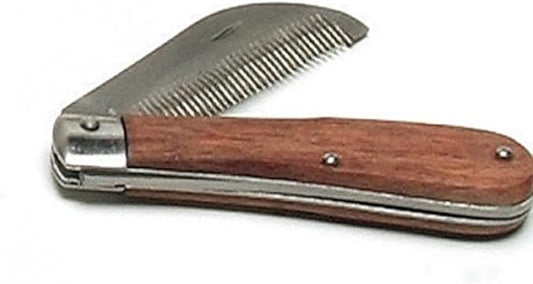 Equi-Essentials Folding Stripping Comb Wood Handle Natural