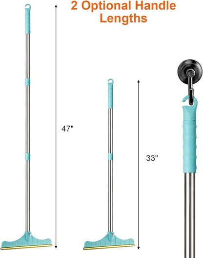 Stainless Steel Carpet Rake for Pet Hair Removal, Reusable Cat Dog Hair Remover with 47’’ Adjustable Long Handle Advanced Lint Remover Scraper for Carpets, Rugs, Mats, Furniture (Blue)