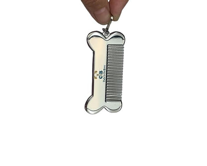 Cute to the Bone Portable Dog Comb 3x1.5 inch Stainless Steel, Small, Shinny silver