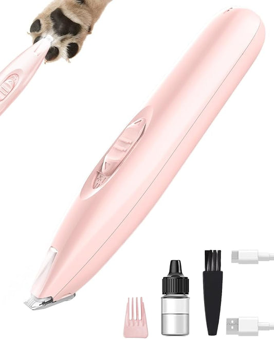 KIKETECH LED Dog Paw Trimmer - Cordless, Low Noise Dog Clippers for Grooming, Rechargeable Small Area Shaver for Cats, Soft Red