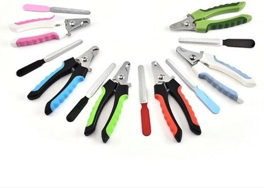 Dog Nail Trimmers and Cat Nail Clipper Set - Professional Dog Nail Clippers for Small Breeds, Heavy Duty Pet Trimmers, Safe Cat Claw Clippers, Ideal for Cats, Dogs, Puppies, (White/Light Blue)