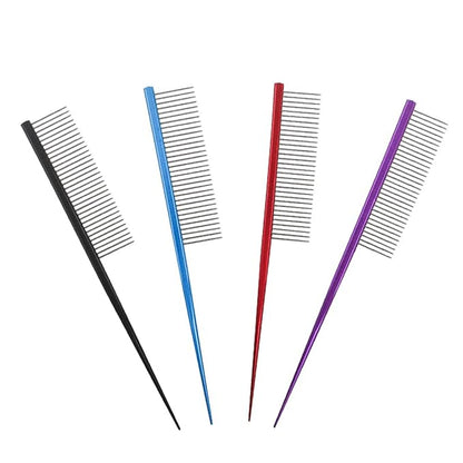 Cat & Dog Grooming Comb - Rat Tail Design with Rounded Ends for Safe Dematting, Hairstyling & Tangle Removal