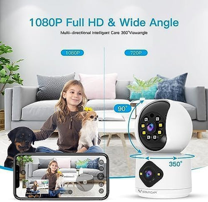 VSTARCAM 1080P Camera Dual-LensI, Pet Baby Monitor,360° Security Camera Indoor with Siren & Spotlight, Motion Detection, 2-Way Talk, Color Night Vision 005