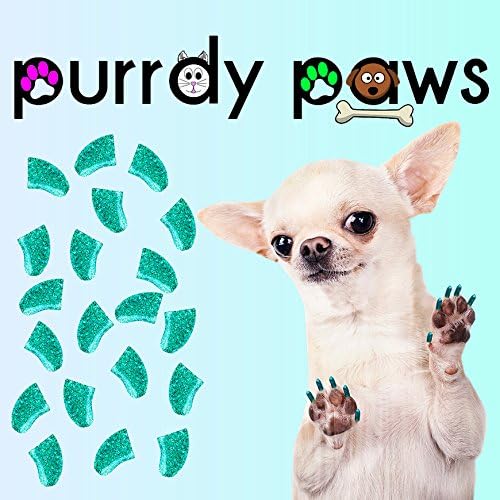 40-Pack Soft Nail Caps for Dogs Claws Seafoam Glitter XXL