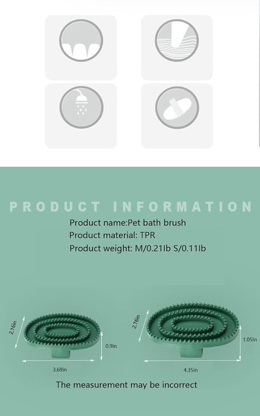 Pet Grooming Brush Set, 2 PCS, Rubber Massage Comb with Adjustable Handle for Dogs and Cats (Green＆Green)