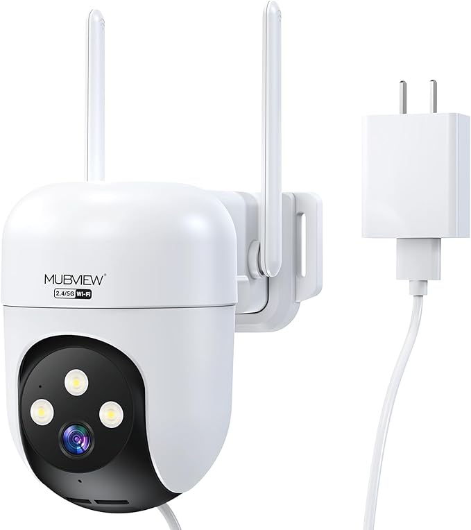 MUBVIEW 360° Security Cameras Wireless Outdoor,24/7 Wired Outdoor Camera for Home Security,Motion Tracking,5G/2.4G WiFi security camera,Night Vision,2-Way Talk, IP66,AI Detection,Local & Cloud Storage