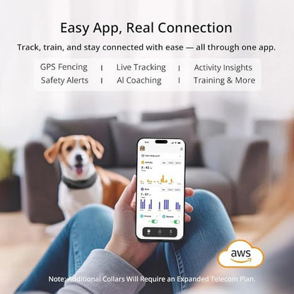SATELLAI GPS Dog Collar, Blue [Free 1-Year Membership] The Most Advanced Dog Wireless Fences with AI Analysis, Precise Position, 5-Day Battery, and IP68 Waterproof, Flexible Virtual Fencing for Dogs