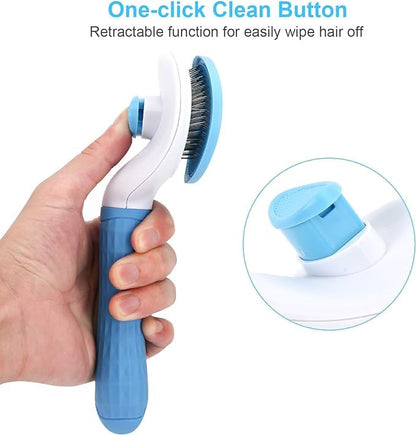 Pet Massaging Tool Dog Hair Deshedding Pet Grooming Brush | All Hair Types - Blue