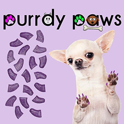 40-Pack Soft Nail Caps for Dogs Claws Purple Holographic Glitter Medium