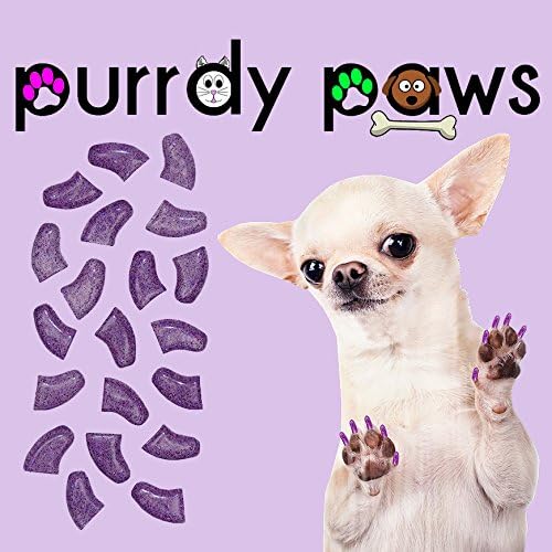 40-Pack Soft Nail Caps for Dogs Claws Purple Holographic Glitter Medium