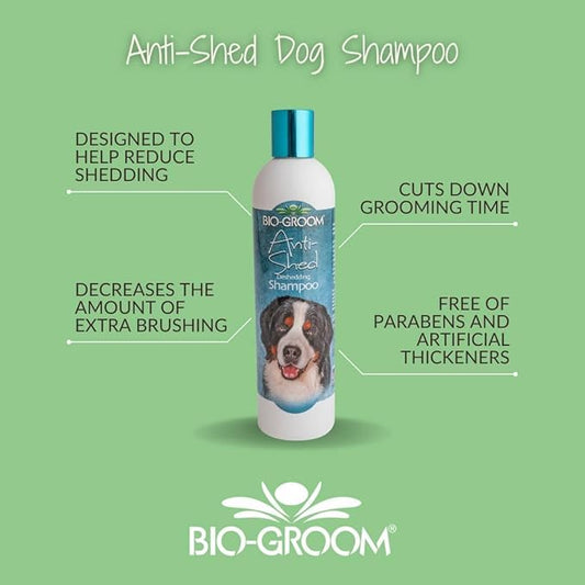 Bio-Groom Anti-Shed Deshedding Dog Shampoo - Odor Eliminating, Anti-Shedding, Dog Bathing Supplies, Puppy Wash, Cat & Dog Grooming Supplies, Cruelty-Free, Made in USA, Dog Products - 12 fl oz 1-Pack