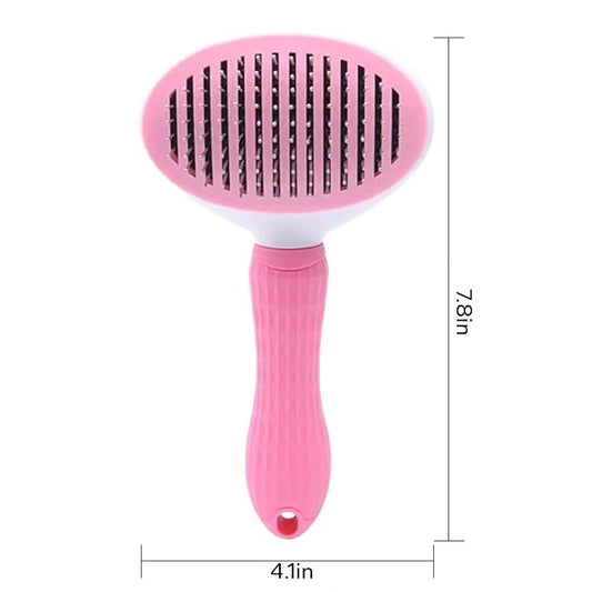 Self-Cleaning Slicker Brush for Dogs and Cats, Hair Cleaner Brush, Shedding and Dematting Grooming Comb, Pet Grooming Brush-Pink