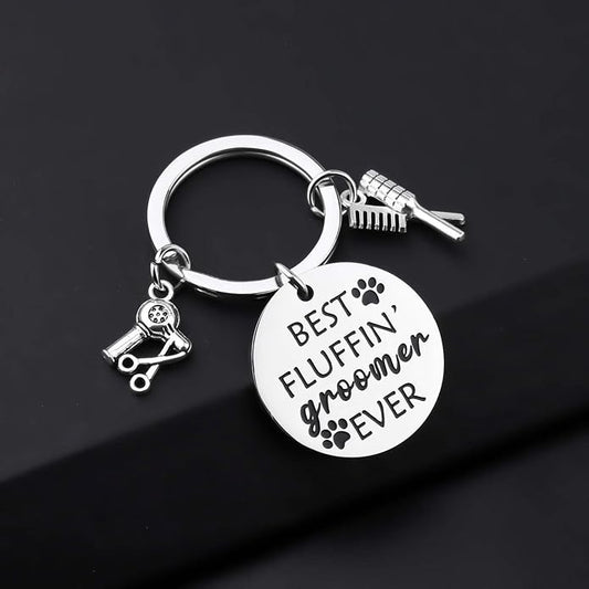 Dog Groomer Jewelry Dog Groomer Gift Dog Grooming Jewelry Pet Groomer Gift Best Fluffin' Groomer Ever Keychain