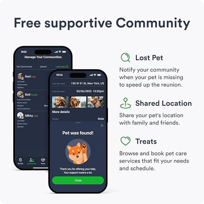 Dog GPS Tracker - Real-Time Location Tracking Device with App - Smart Alerts & Geo-Fence - Collar-Compatible, Waterproof - Long-Life Battery - iOS & Android (12-Mo Subscription Included)