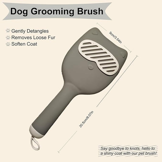 Soft Bristle Cat-Ear Puppy Brush Small Dogs Gentle Comb Grooming Tool Yorkie Shih Tzu Maltipoo Maltese (Grey)