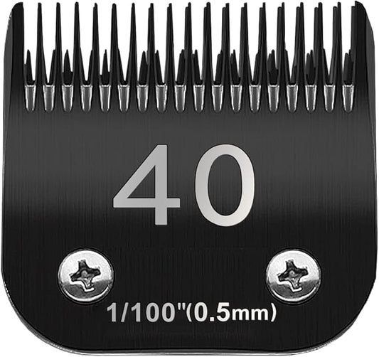 Docal 40# Pet Dog Grooming Detachable Blades, Compatible with Andis Size-7FC Cut Length 1/100"(0.25mm), Most A5,KM Series Clippers,Made of Ceramic Blade & Stainless Steel Blade (Black)