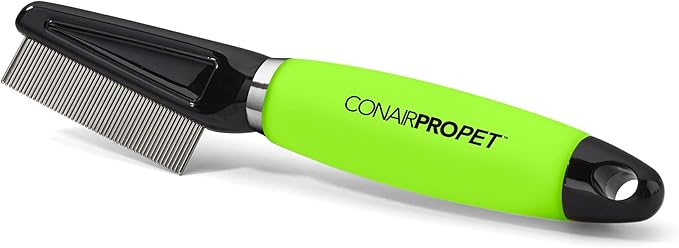 CONAIRPROPET Pet brush for Flea and Tick Removal, 1/2" Stainless Steel Comb with Memory Grip Handle