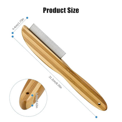 2-Pack Dandruff Comb, Stainless Steel Fine Tooth Comb Wooden Handle Dandruff Remover Flea Lice Comb Multifunction Hair Grooming Brush for Kids Adults Pets Dog
