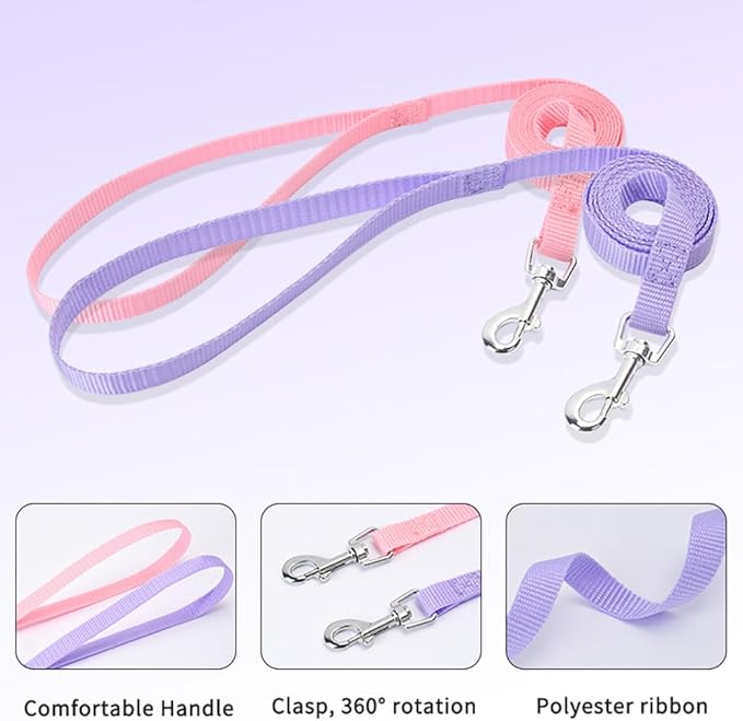 Step in Dog Harness and Leash Set, Flower Adjustable Easy Walk Puppy Harnesses, Soft Mesh Pet Vest Harness Small Size Dog Adjustable No Pull Dog Harness for Small Dogs and Cats(Light Purple, XS)